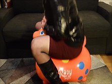 Crossdresser Riding His Inflatable Rody Toy