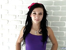 Pole dancing teenie girl Little Bailey fingers her vagina