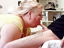 a friend sucks off a large portion of cum from a dick and swallows it