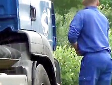 Truckers Are Being Filmed By A Creepy Voyeur While Pissing