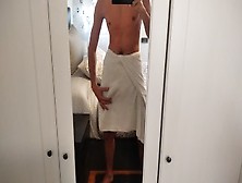 College,  Gets Out Of The Shower And Moves His Big Flacity Penis