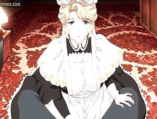 Anime maid tasting her master cock