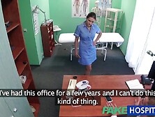 FakeHospital Doctor prank calls his hot nurse with large bazookas then bangs her