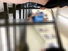 South American Beauty Upskirted on The Stairs