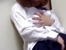 Brunette Japanese minx revels in sensual twat poking