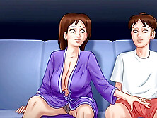 Korean babe with big boobs and a thick body in a cartoon style