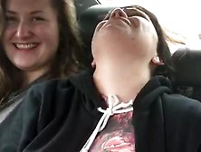 Brutal Whore Tit Abuse In Car Friend Watches