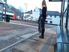 Tranny Daring Public Bus Station