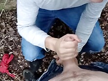 Dude Is Filmed Pov-Style While Sucking A Dick In The Woods