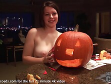 Hot Teen Carves Then Fucks A Pumpkin