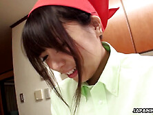 Naughty cleaning lady Aimi Tokita showing her ass