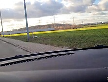 German Blond Hitchhiker Pick up and Get Risky POV Outdoor Bang in Car