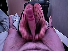 Home-Made Fishnet Foot Wank