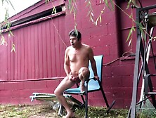 Freaky Guy Jerks Off Naked Outside And Plays With His Ass