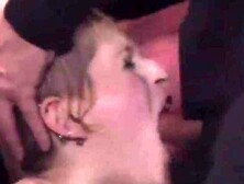 Blonde Gets Group Screw And Facial In Public Bar