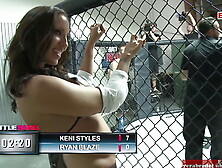 Blonde slut with natural tits fucks the boxing winner