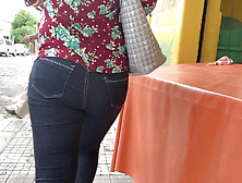 Massive Rear-End Walking.  Hispanic Jeans