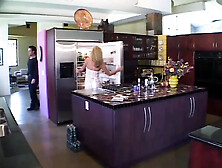 Hot blond dominated ramrod sucking vagina banging in latex suit