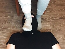 Sexy Teen Girl After Gym In Nike Gray Socks Domination And Gagging Socks