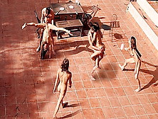 Couple Playing And Fucking In The Courtyard,  Outside