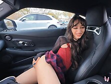 Tiny Brunette Hair Ronnie Violet Gets Wicked In A Car