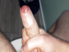 Slowly Jelqing My Uncut Cock / Edging Until Ejeculation,  Cum Spilling Out