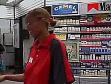 Gas Station worker gives guy head in the bathroom