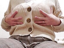 Married woman masturbating in a department store toilet