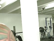 Gorgeous hunk slamming the gym newbie with his huge cock