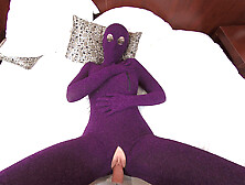 Nora Fox Purple Zentai Encasement Creampie