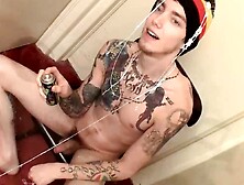Gorgeous skater guy Blinx made a mess after wanking out his juicy loads