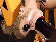 3Dxpassion. Com.  Horny Blonde In Restraints Gets Nailed Hard By A Ebony Fiance In A Mask