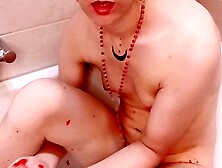 Naughty Trans Milf Odette Vesper Indulges In Food And Oil Play In The Bathtub