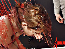 Bound suspended sub waxed anal fuck