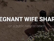 Pregnant Wifey Shared on a Public Naturist Beach