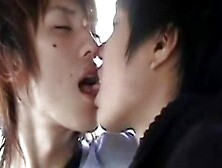 JAP BOYS - Japanese twinks kissing passionately in the back of the car