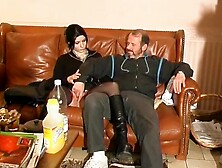 Darksome-haired French cutie gets an old chaps shlong in her arsehole