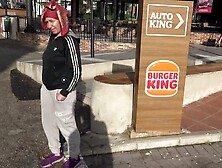 This Muslim woman is HUNGRY !!! Turkish milf gives me a hand-job for a burger.