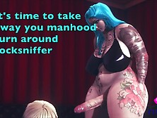 Futa Goth step-sister rides her step-brother for smelling her socks