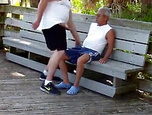 Daddies Have Outdoor Fun In Public Park