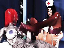 Nurse Gives Futanari Demon A Footjob