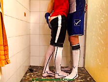 shower in soccer with my bf