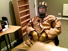 Cumming In A Vintage Rubber Hazmat Costume