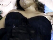 Blindfolded babe from France getting her throat filled in POV