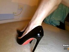 Kinky Girl Shows Her High Heels And Gives A Nice Footjob