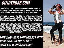 Anal pirate Sindy Rose ruin her booty with gigantic dildo on the beach