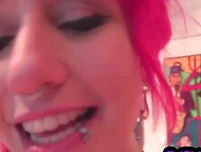 Pink Hair Pov Cocksucker Gives Her Best With Mouth And Boobs