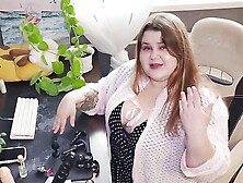 Russian Sex Shop Chubby Assistant Shows A Collection Of Dildos And Anal Plugs