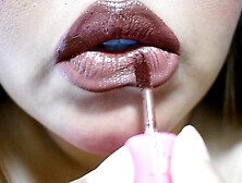 Pouty Lip Fetish Candid: Putting on Lipstick and Lip Gloss