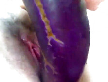 The Wicked Boss Lady Fucked A Big Eggplant And Put It Back To Sell After The White Juice Came Out